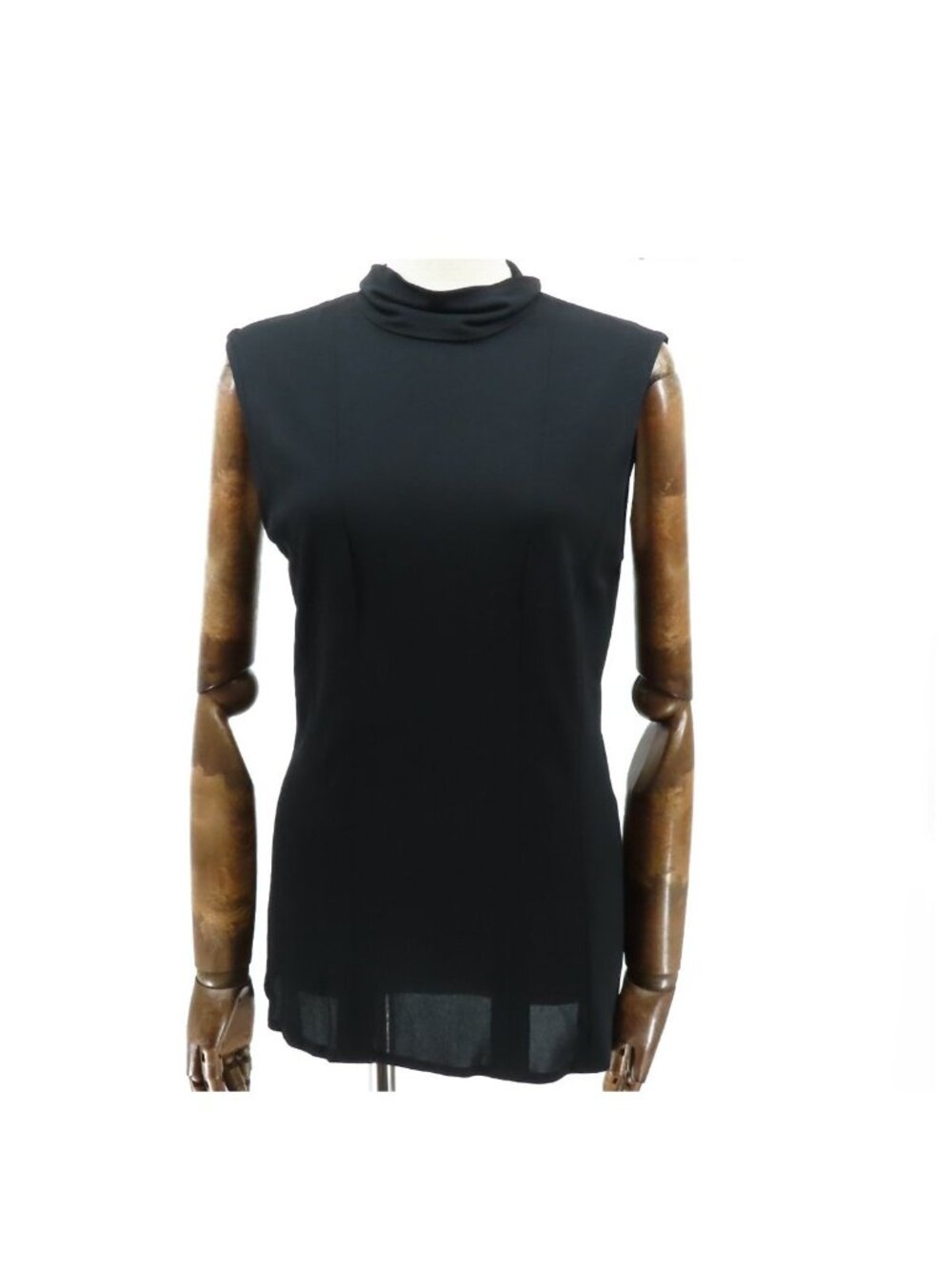 Chanel High Neck Top Black Rayon Sleeveless Top 40